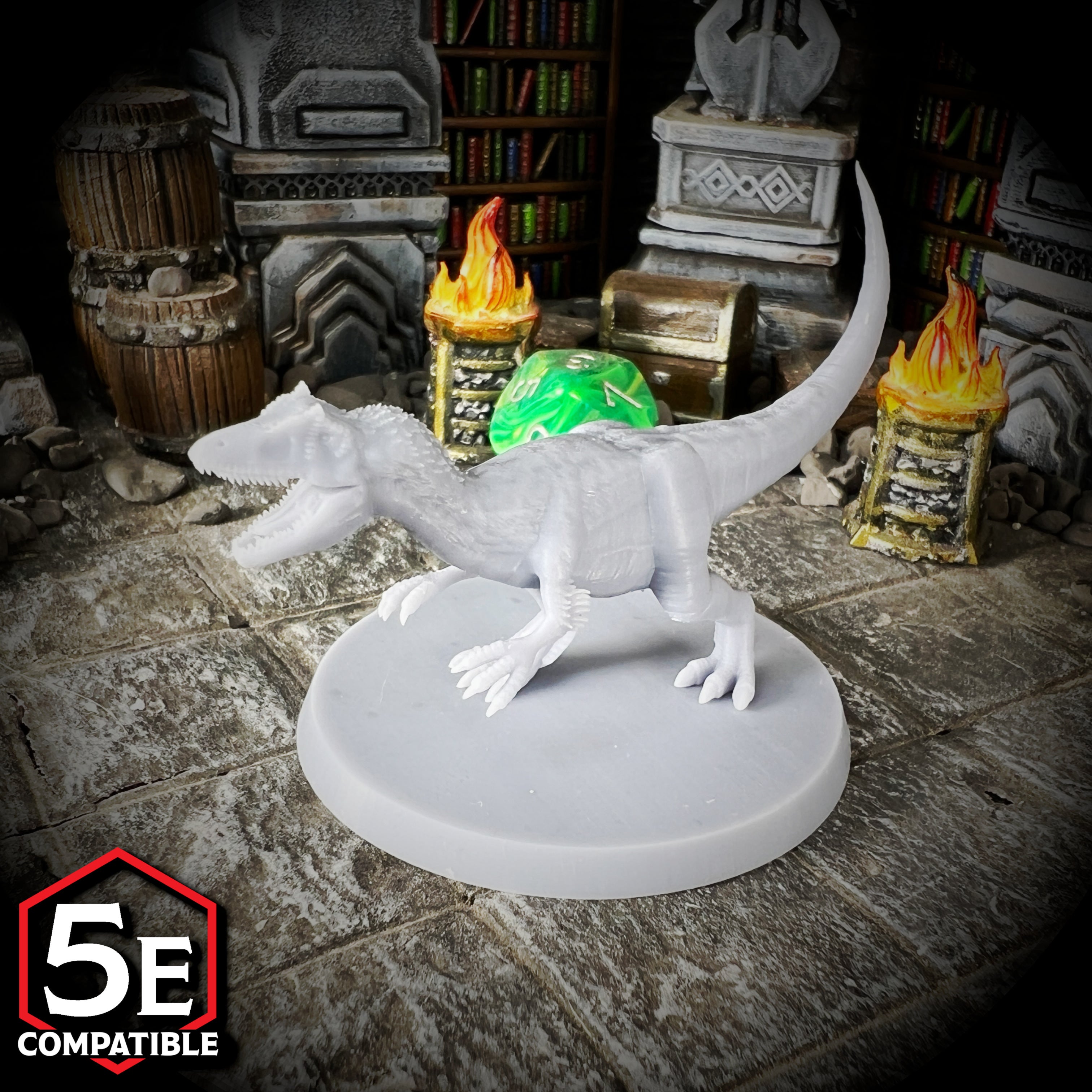 The highest quality, reasonably priced 28mm scale Allosaurus miniatures for Dungeons & Dragons, Pathfinder, GURPS, and other TTRPGS!