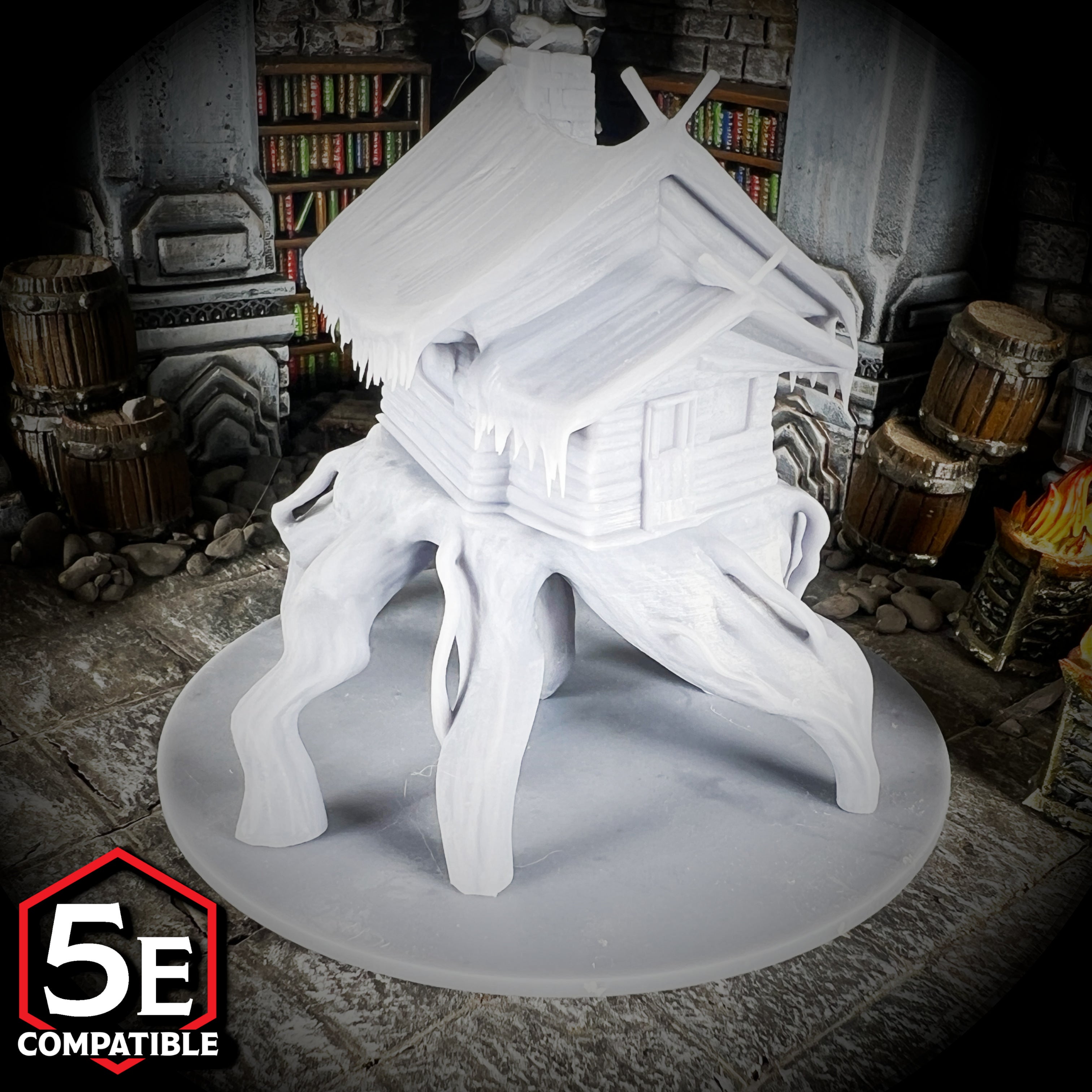 The highest quality, reasonably priced 28mm scale Baba Lysanga's Creeping Hut miniatures for Dungeons & Dragons, Pathfinder, GURPS, and other TTRPGS!