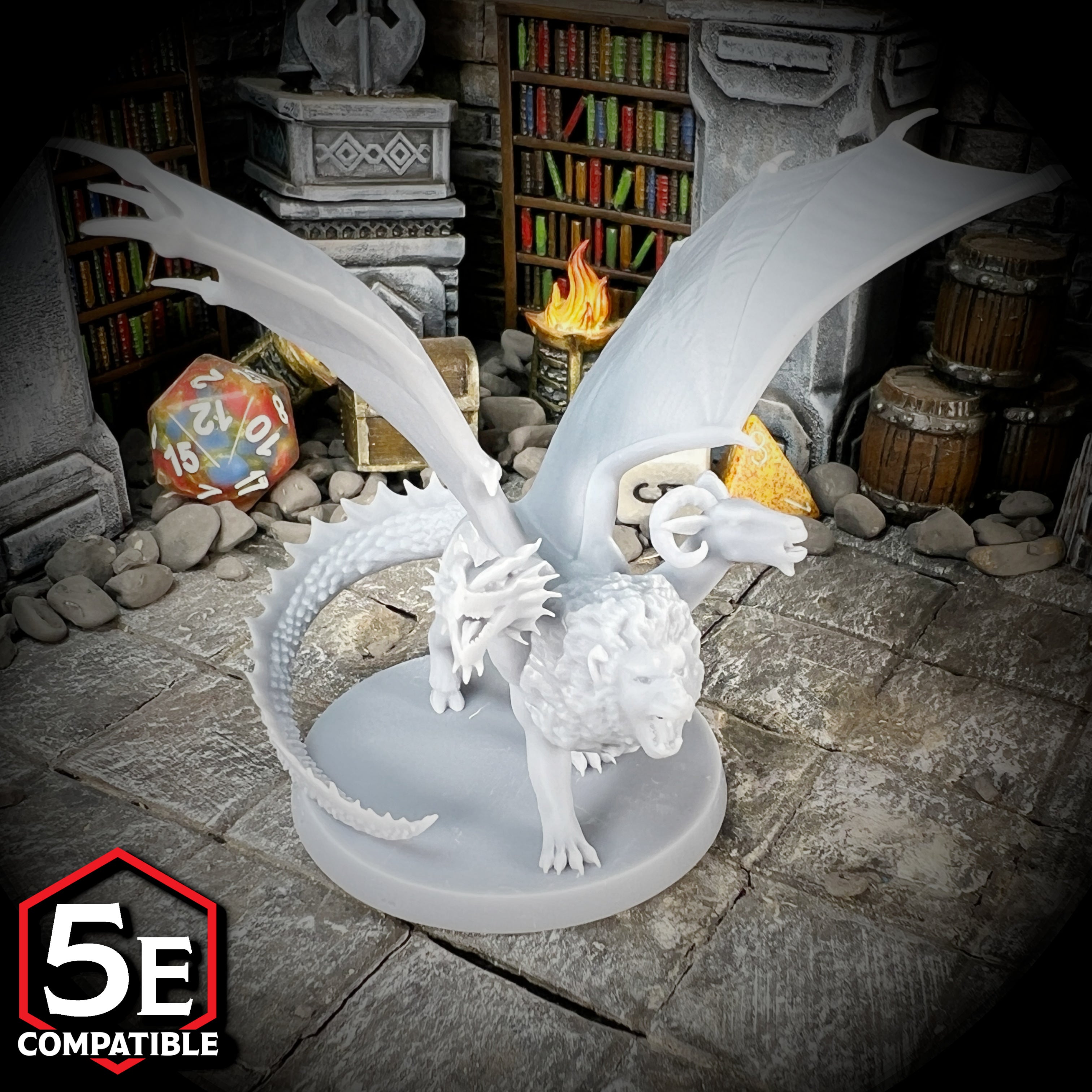 The highest quality, reasonably priced 28mm scale Chimera miniatures for Dungeons & Dragons, Pathfinder, GURPS, and other TTRPGS!