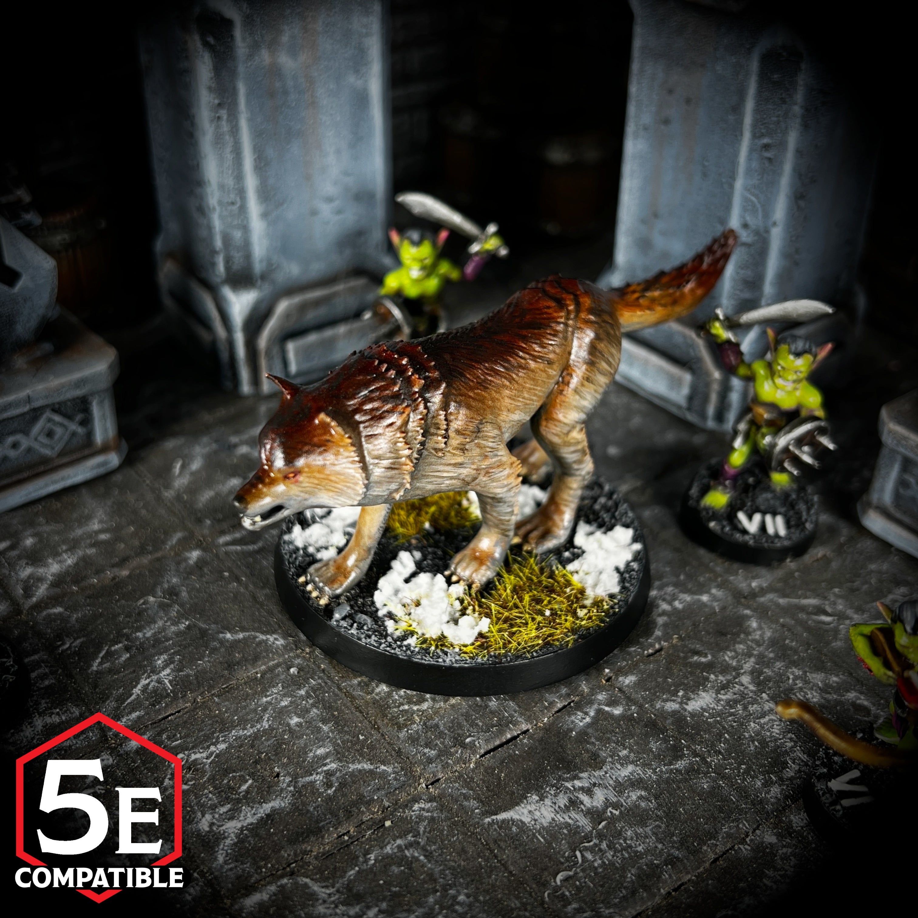The highest quality, reasonably priced 28mm scale Dire Wolf miniatures for Dungeons & Dragons, Pathfinder, GURPS, and other TTRPGS!