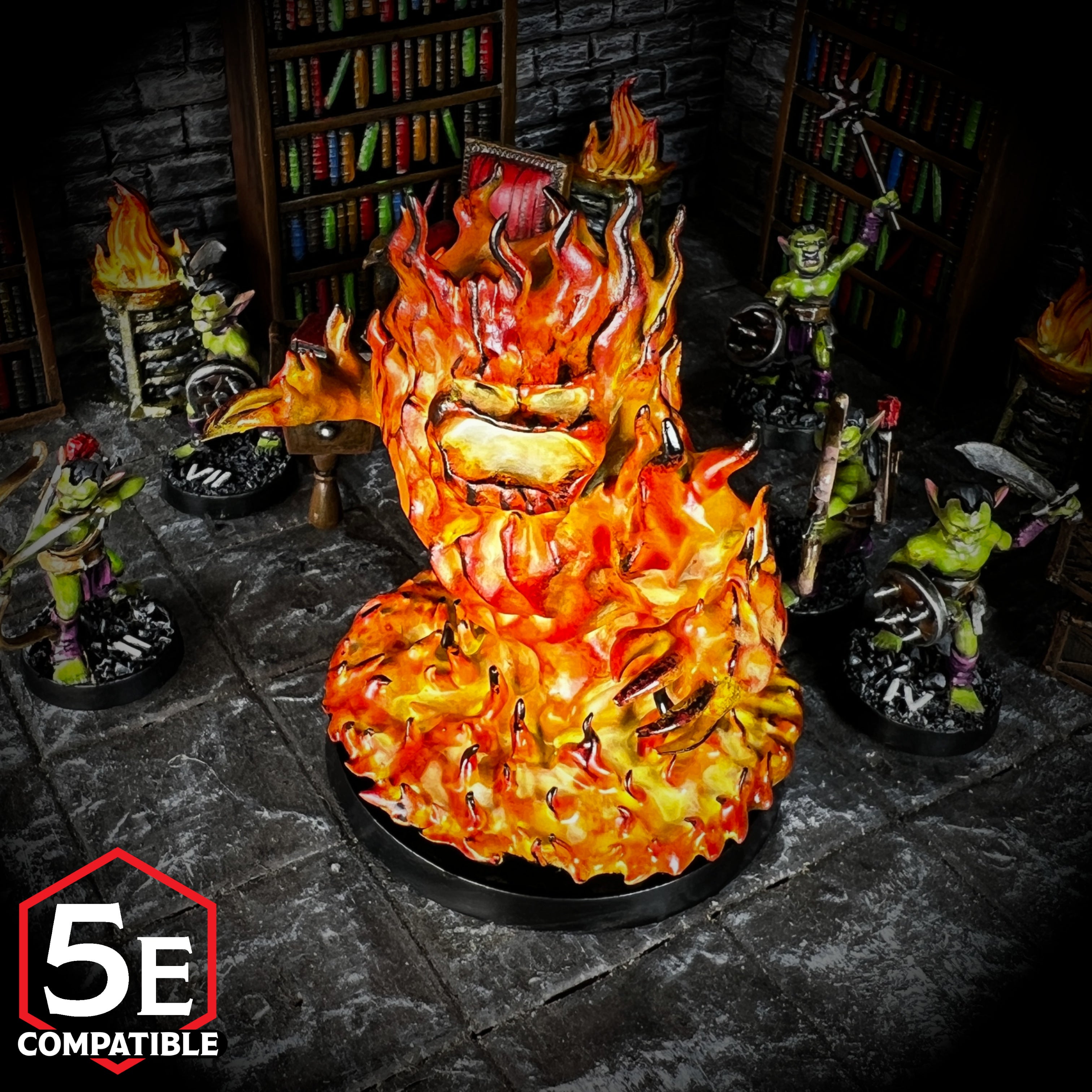 The highest quality, reasonably priced 28mm scale Fire Elemental miniatures for Dungeons & Dragons, Pathfinder, GURPS, and other TTRPGS!