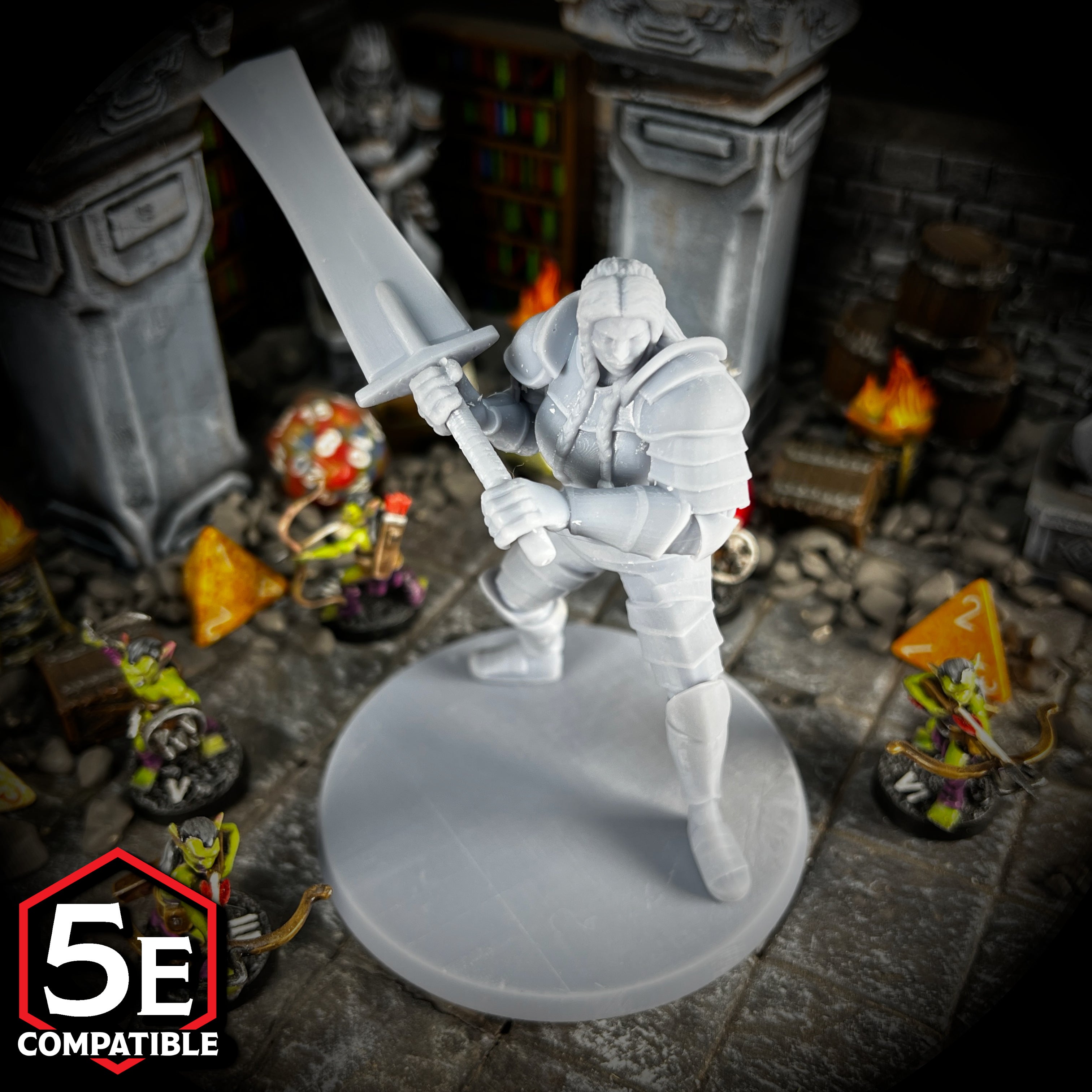 The highest quality, reasonably priced 28mm scale Fire Giant Female miniatures for Dungeons & Dragons, Pathfinder, GURPS, and other TTRPGS!