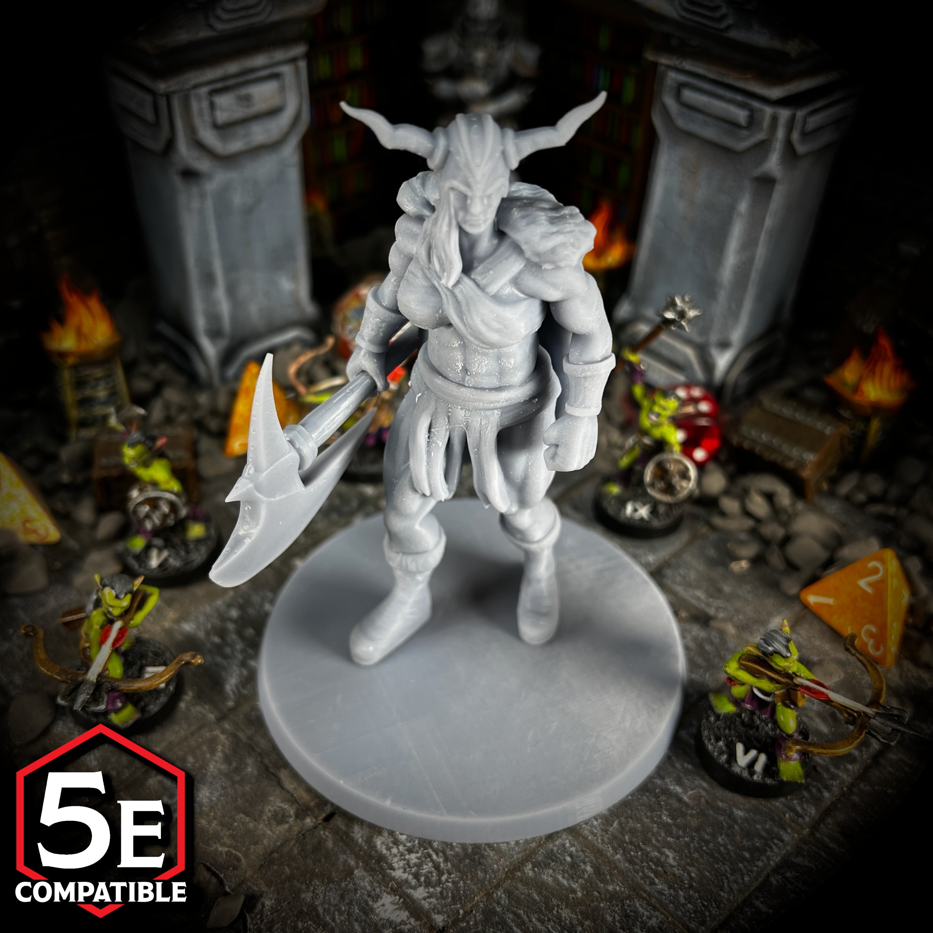 The highest quality, reasonably priced 28mm scale Frost Giant Female miniatures for Dungeons & Dragons, Pathfinder, GURPS, and other TTRPGS!