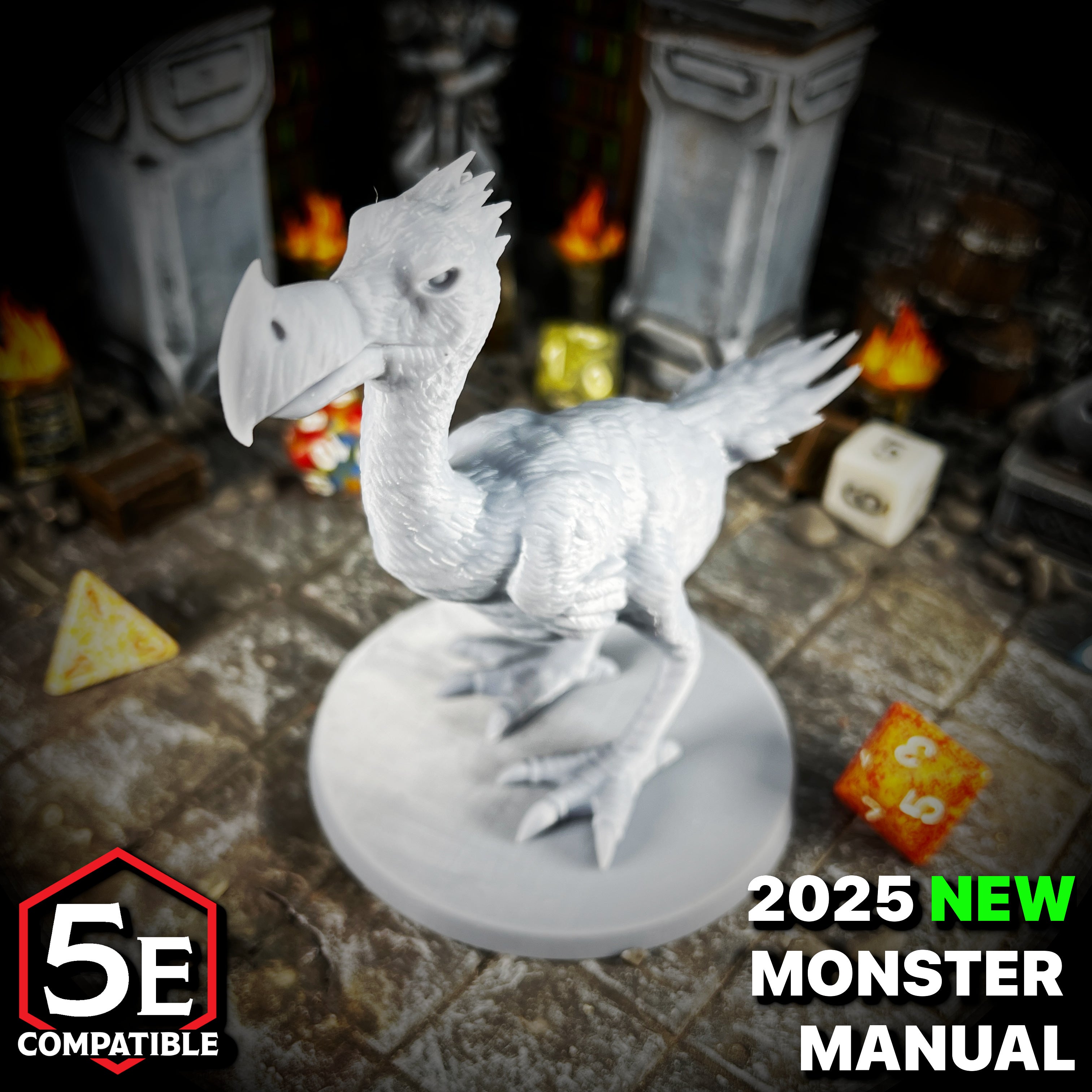 The highest quality, reasonably priced 28mm scale Giant Axe Beak miniatures for Dungeons & Dragons, Pathfinder, GURPS, and other TTRPGS!