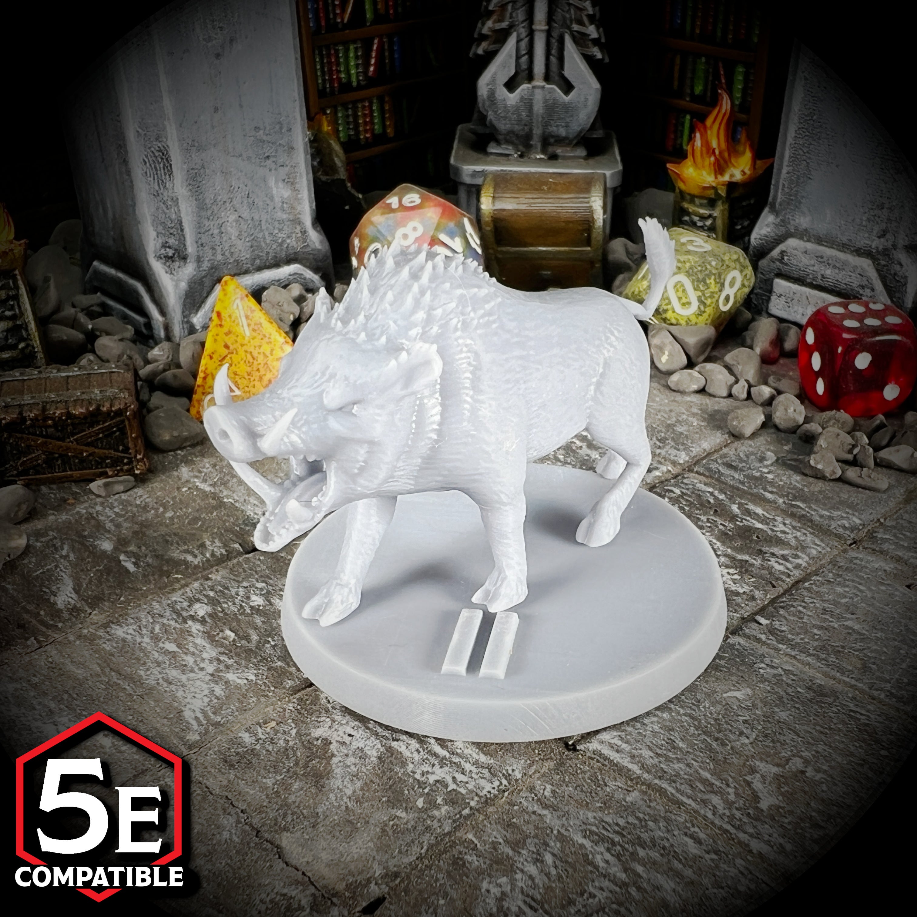 The highest quality, reasonably priced 28mm scale Giant Boar miniatures for Dungeons & Dragons, Pathfinder, GURPS, and other TTRPGS!