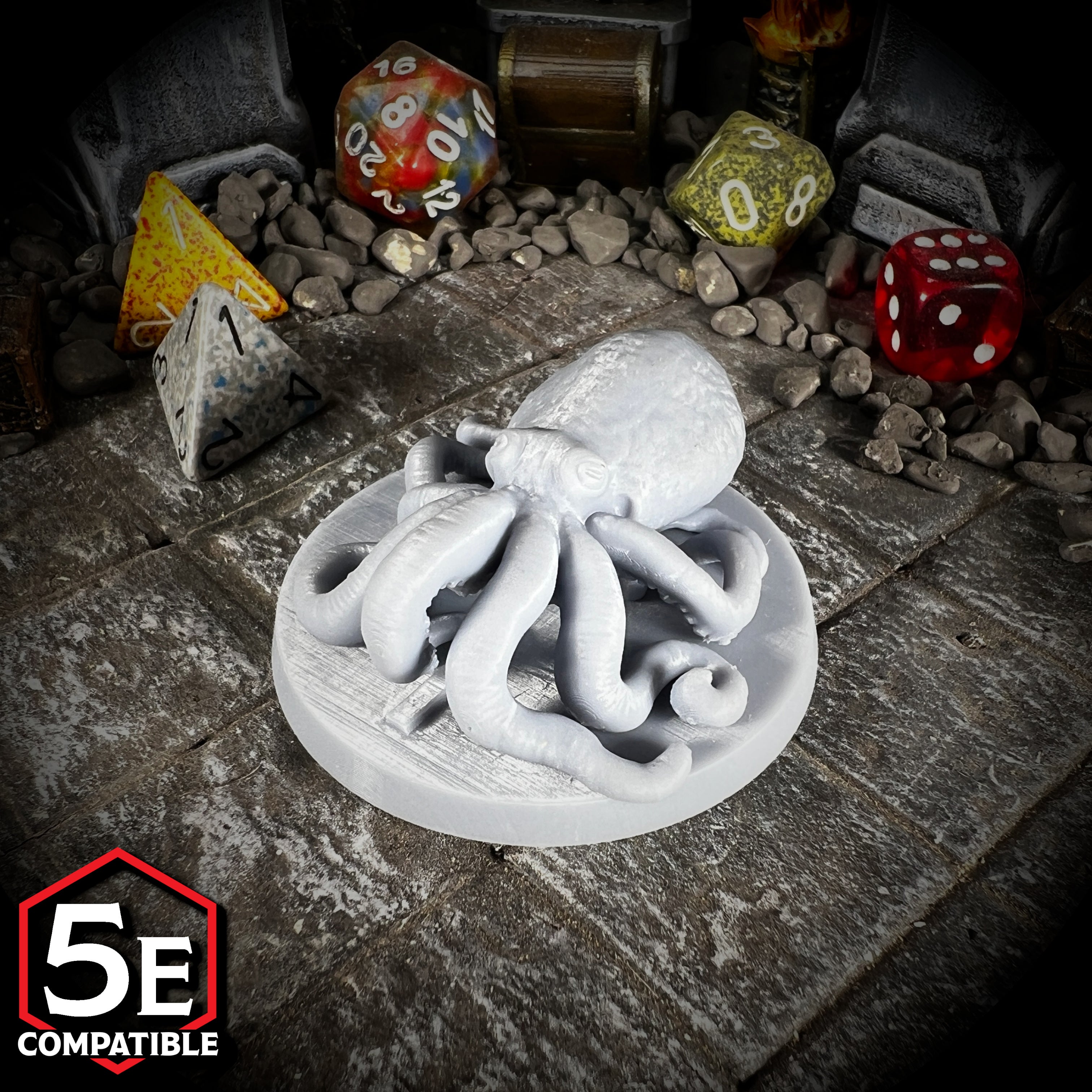 The highest quality, reasonably priced 28mm scale Giant Octopus miniatures for Dungeons & Dragons, Pathfinder, GURPS, and other TTRPGS!