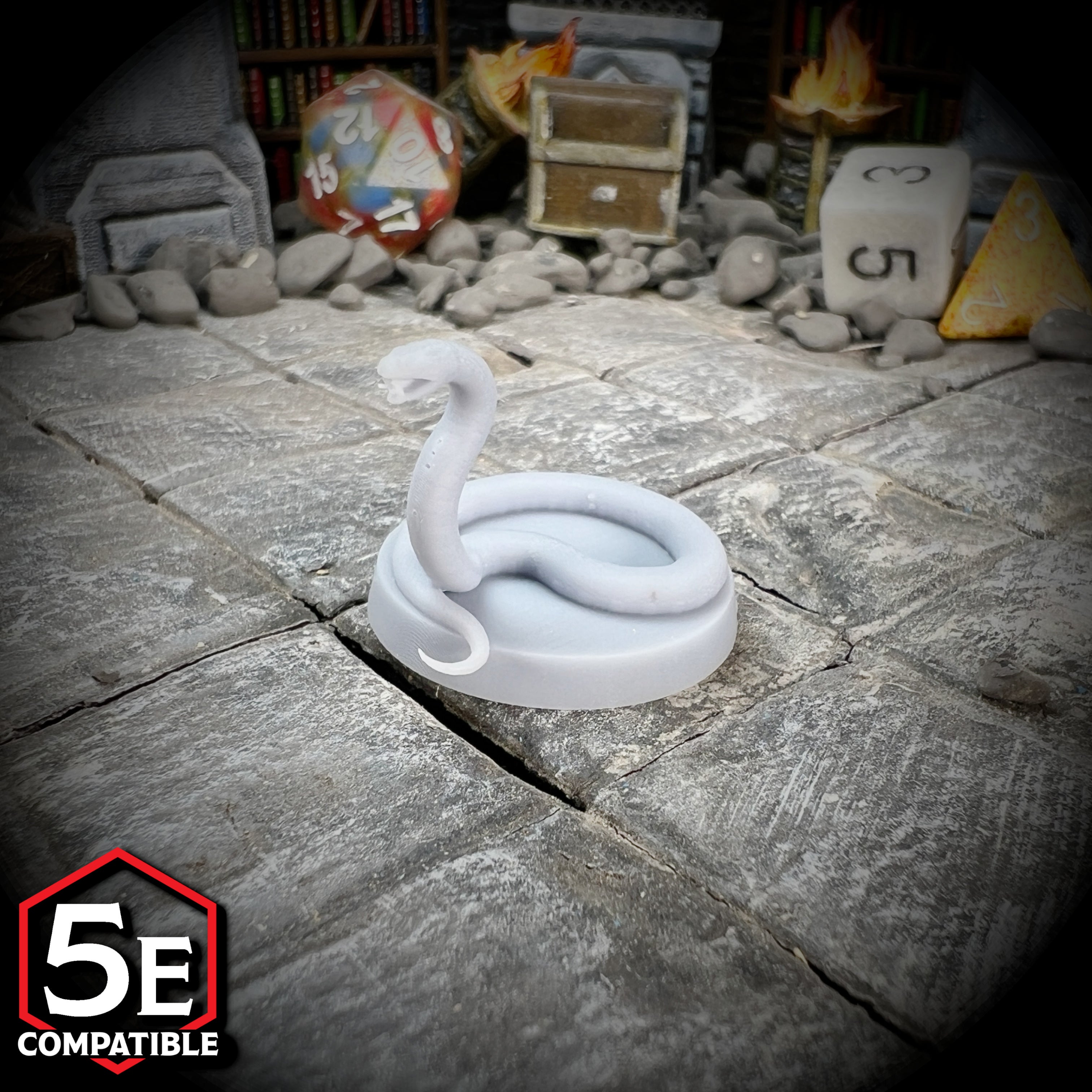 The highest quality, reasonably priced 28mm scale Giant Venomous Snake miniatures for Dungeons & Dragons, Pathfinder, GURPS, and other TTRPGS!
