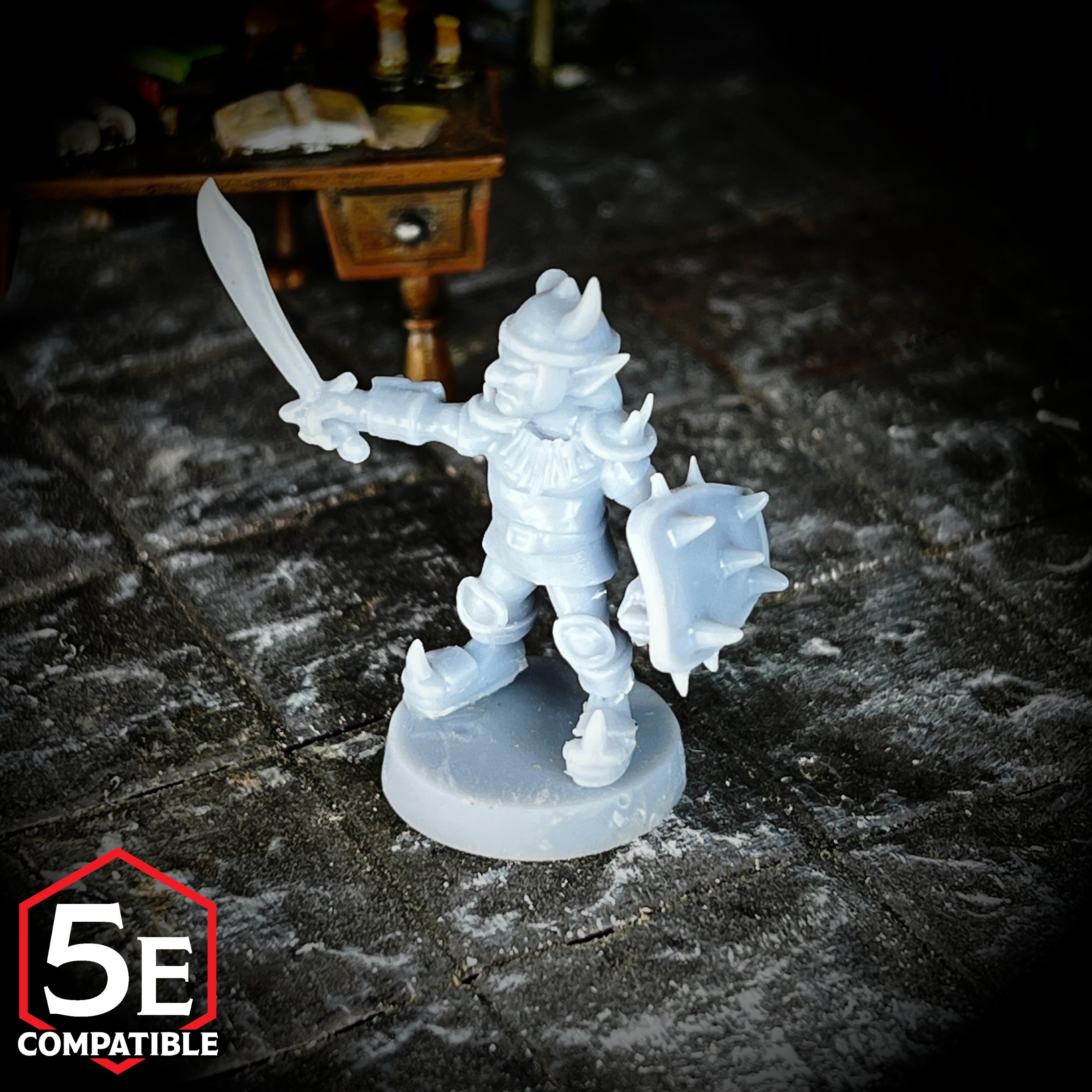 The highest quality, reasonably priced 28mm scale Goblin Boss miniatures for Dungeons & Dragons, Pathfinder, GURPS, and other TTRPGS!