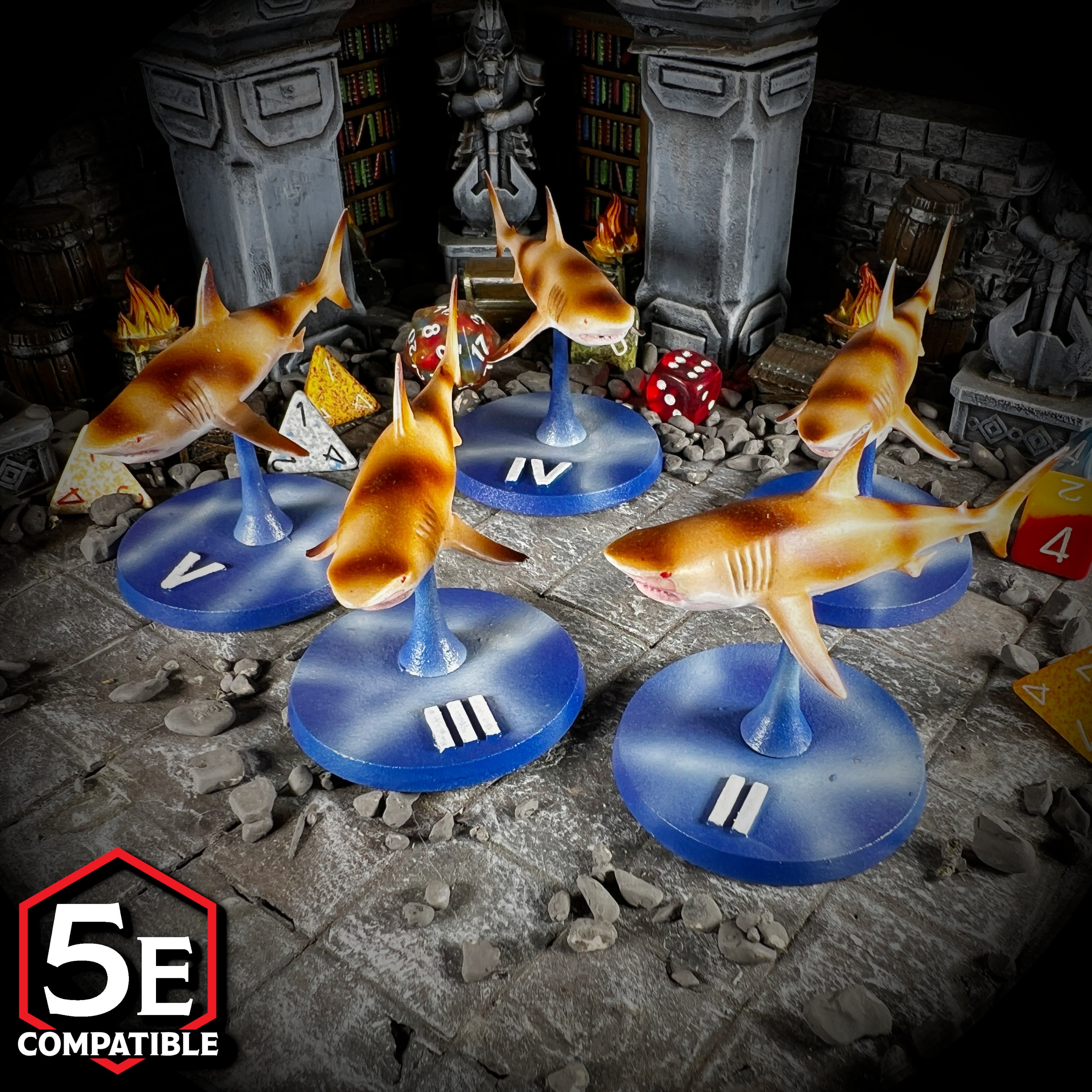 The highest quality, reasonably priced 28mm scale Hunter Shark miniatures for Dungeons & Dragons, Pathfinder, GURPS, and other TTRPGS!