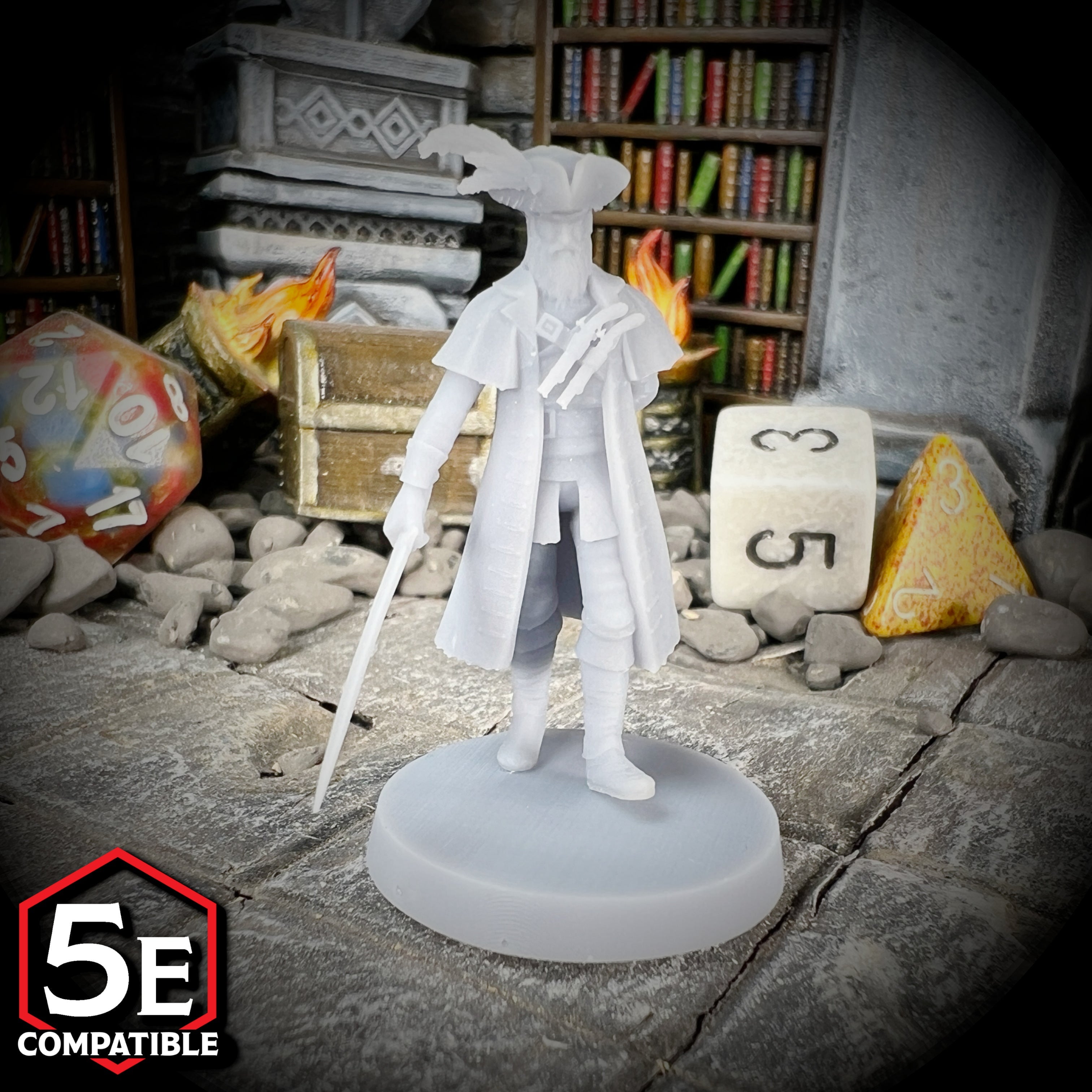 The highest quality, reasonably priced 28mm scale Pirate Admiral miniatures for Dungeons & Dragons, Pathfinder, GURPS, and other TTRPGS!