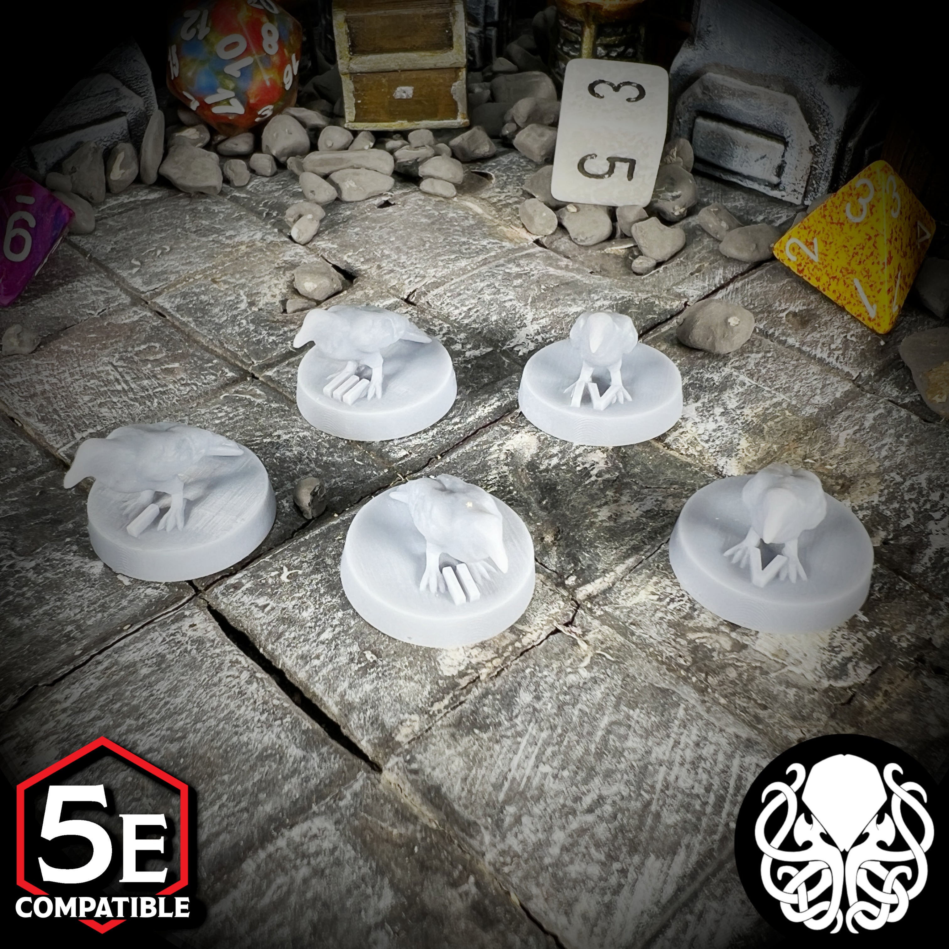 The highest quality, reasonably priced 28mm scale Raven - Small Bird miniatures for Dungeons & Dragons, Pathfinder, GURPS, and other TTRPGS!