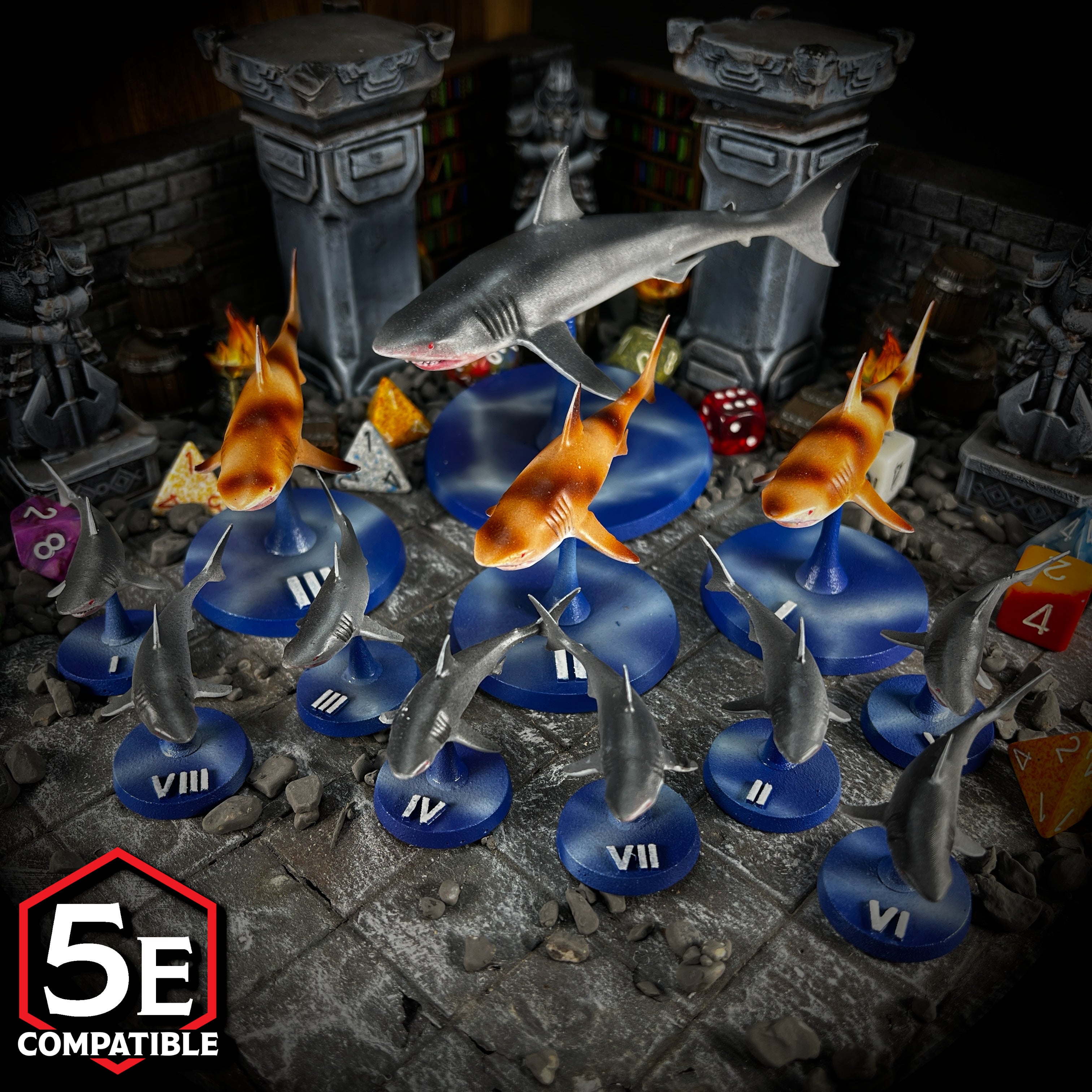 The highest quality, reasonably priced 28mm scale Shark School miniatures for Dungeons & Dragons, Pathfinder, GURPS, and other TTRPGS!