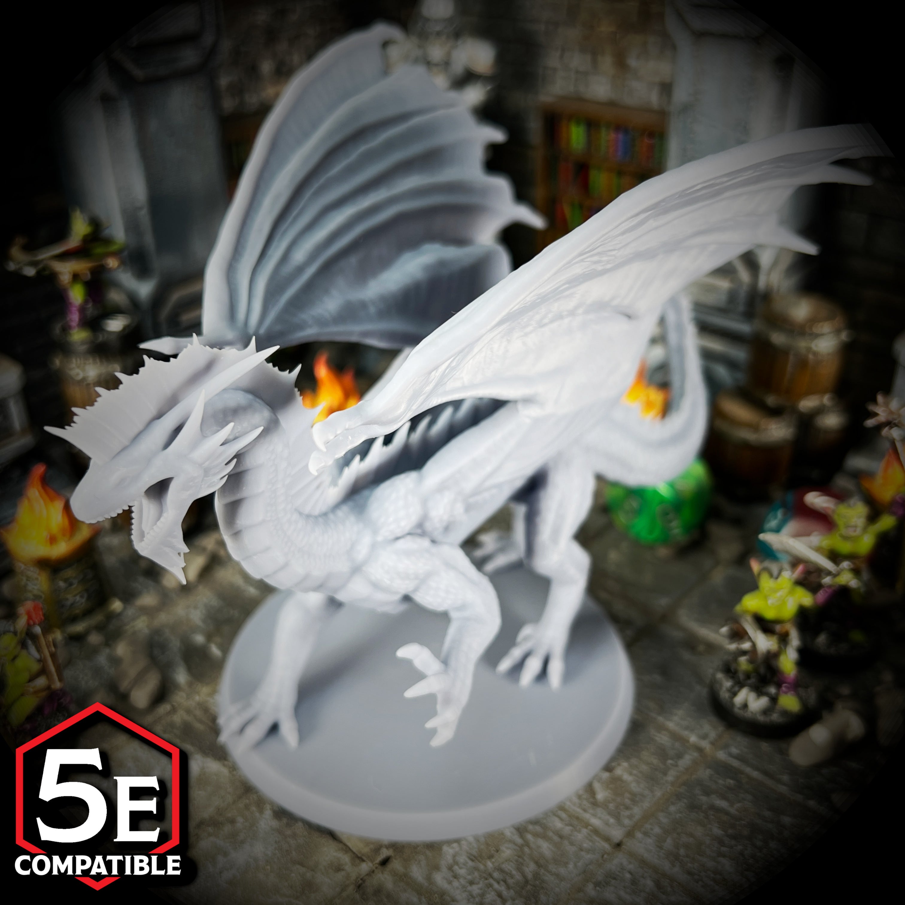 The highest quality, reasonably priced 28mm scale Adult Silver Dragon miniatures for Dungeons & Dragons, Pathfinder, GURPS, and other TTRPGS!