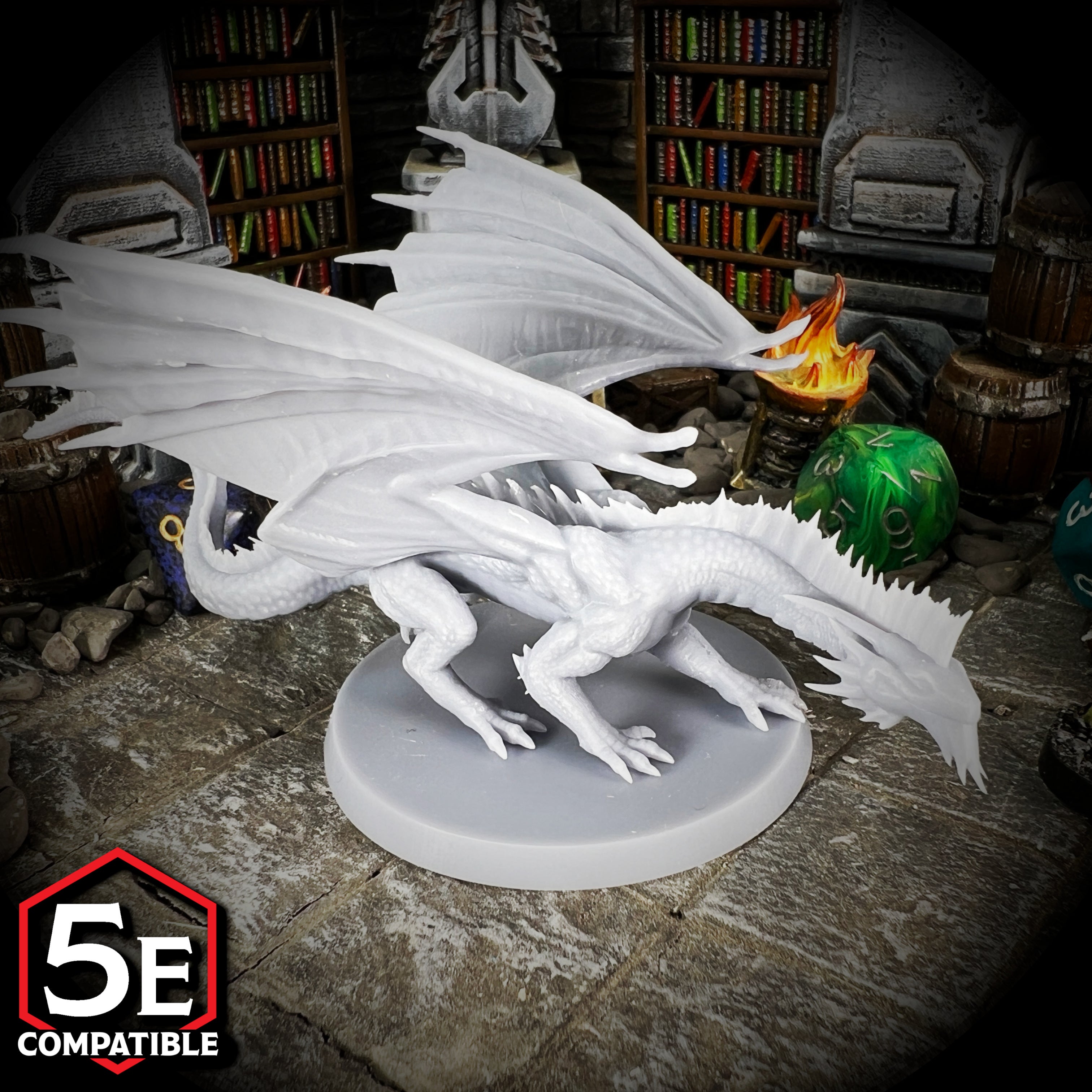 The highest quality, reasonably priced 28mm scale Young Silver Dragon miniatures for Dungeons & Dragons, Pathfinder, GURPS, and other TTRPGS!