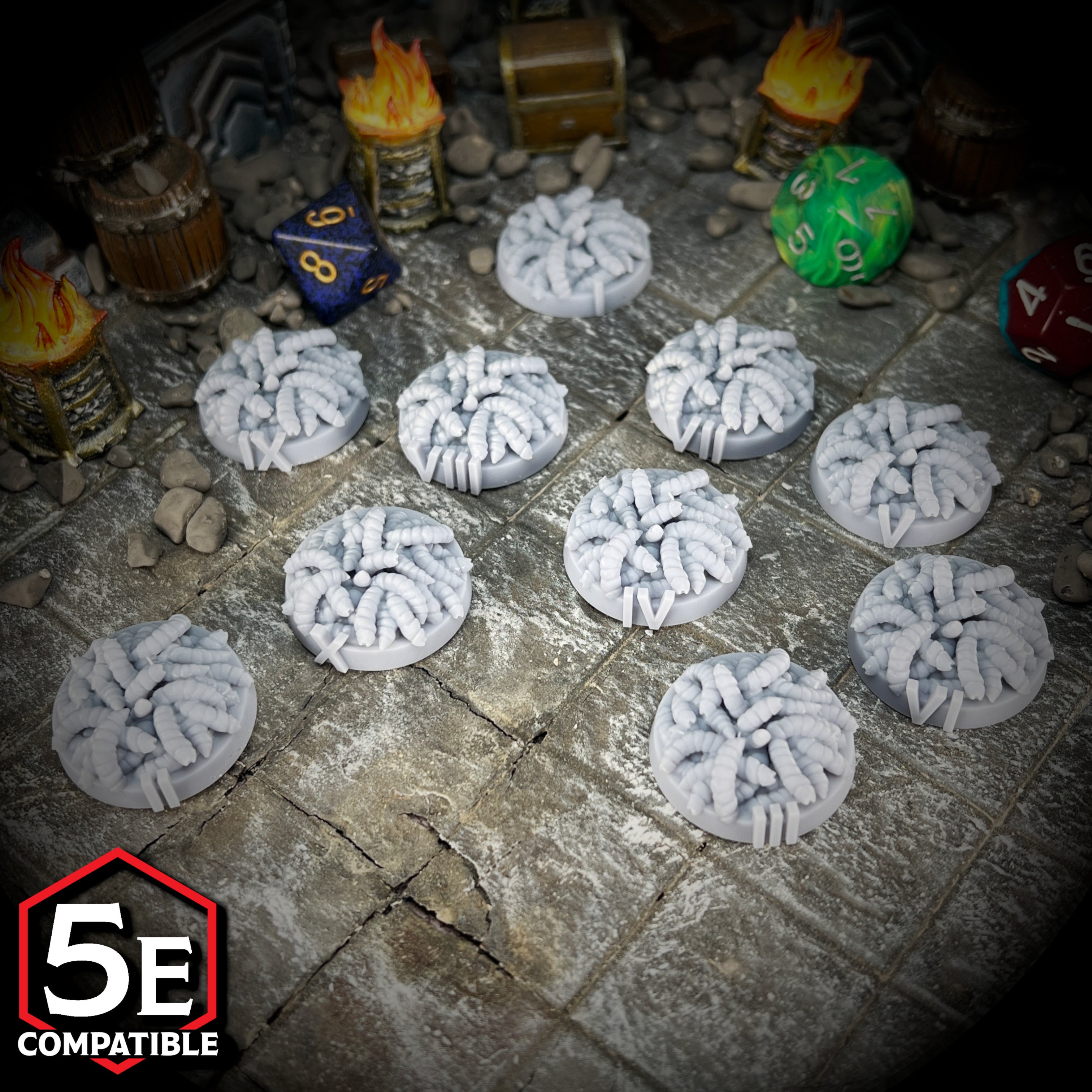 The highest quality, reasonably priced 28mm scale Swarm of Maggots miniatures for Dungeons & Dragons, Pathfinder, GURPS, and other TTRPGS!
