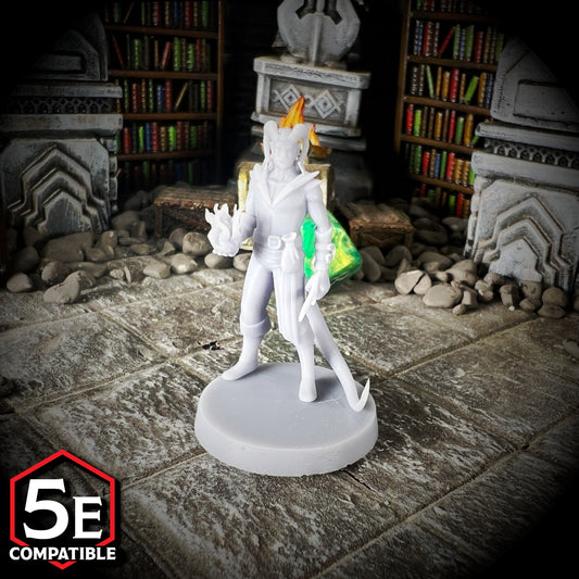 The highest quality, reasonably priced 28mm scale Tiefling Cult Fanatic Male miniatures for Dungeons & Dragons, Pathfinder, GURPS, and other TTRPGS!