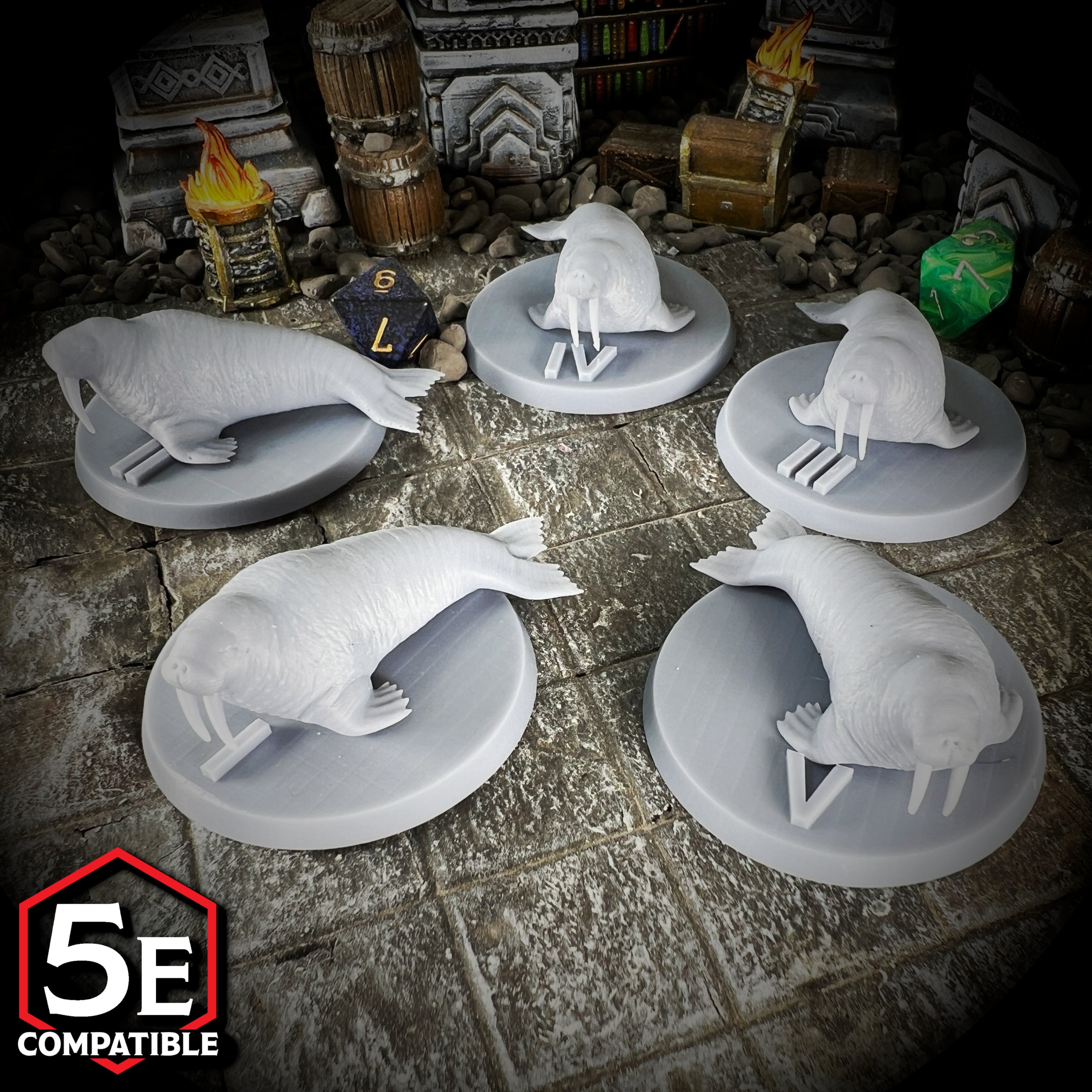 The highest quality, reasonably priced 28mm scale Walrus miniatures for Dungeons & Dragons, Pathfinder, GURPS, and other TTRPGS!
