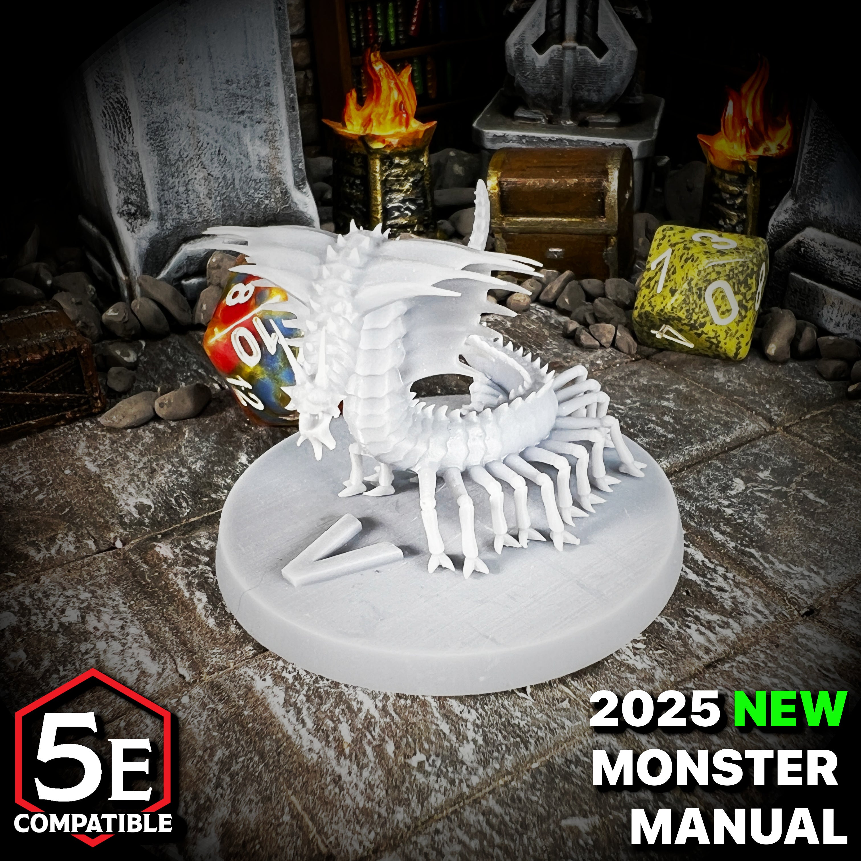 The highest quality, reasonably priced 28mm scale Young Remorhaz miniatures for Dungeons & Dragons, Pathfinder, GURPS, and other TTRPGS!