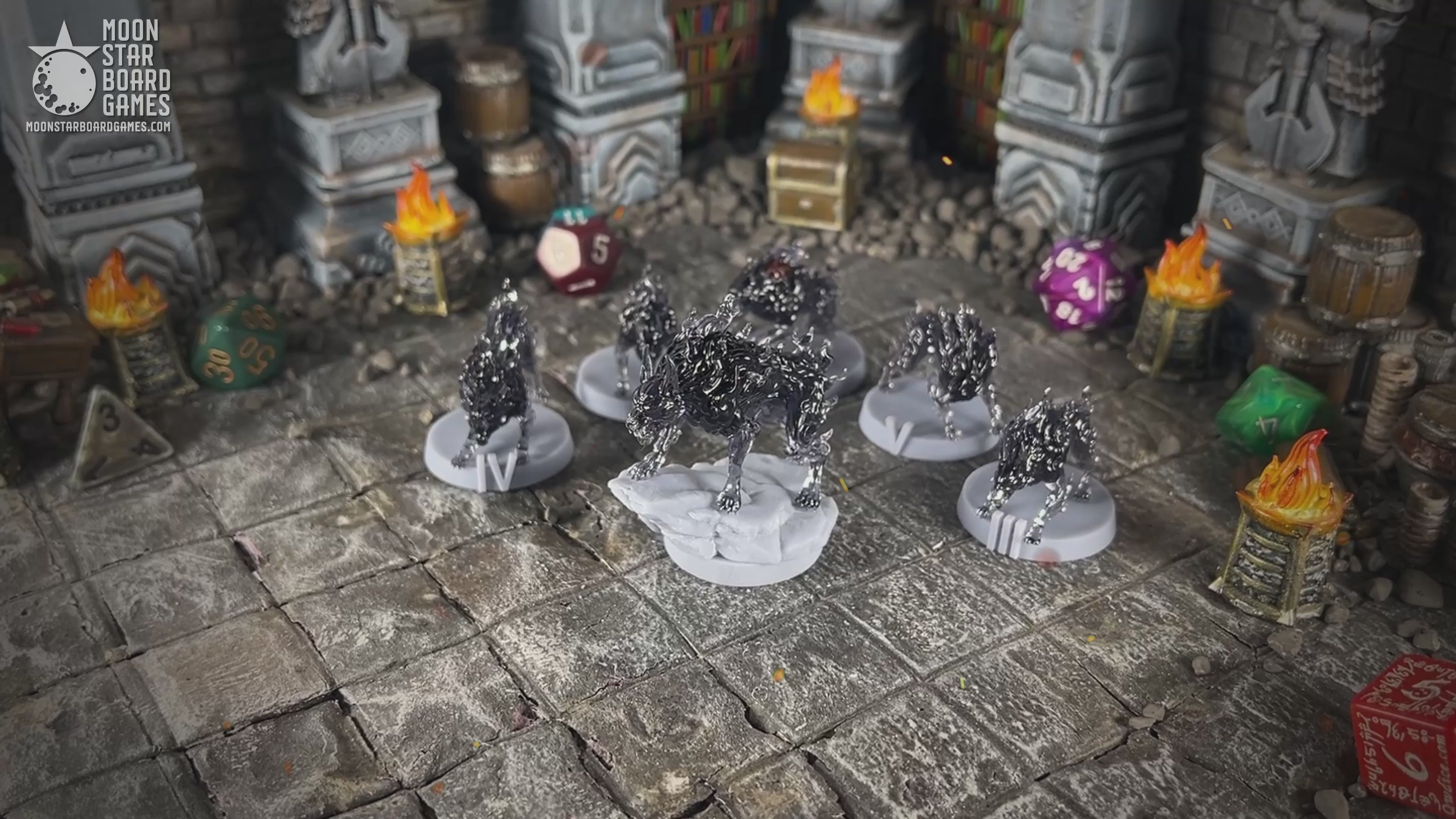 Shadow Mastiffs + Alpha - 6pc - 28mm 32mm DND Miniatures D&D Minis Dungeons and Dragons