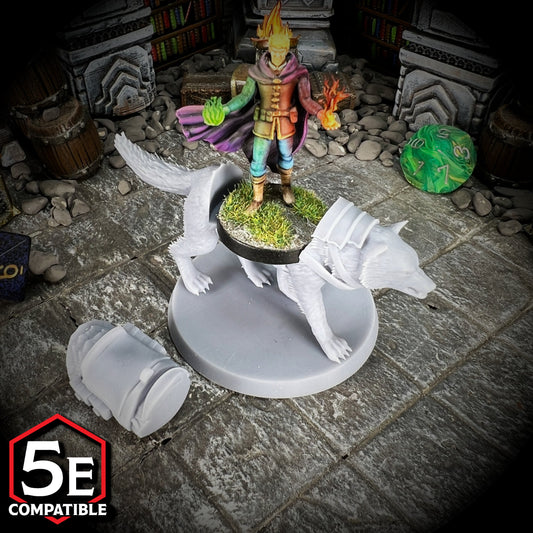 The highest quality 🎯, reasonably priced 💅🏾 Dire Wolf Transformer Mount miniatures for Dungeons & Dragons, Pathfinder, GURPS, and other TTRPGS 🧙‍♂️🧟‍♀️🧜🏽‍♀️🧛🏽‍♂️!